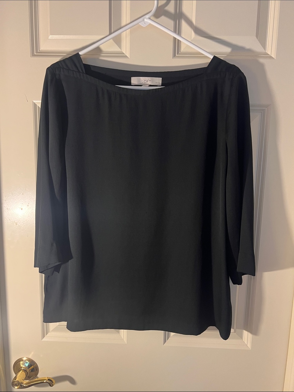 LOFT Black Boatneck 3/4 Sleeve Blouse